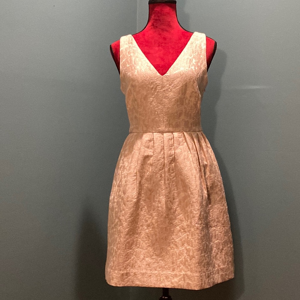 J. Crew Cream and Gold Cocktail Dress Size 6